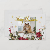 メリークリスマスフォトタイポグラフィクリスマスカード サンキューカード (正面/裏面)