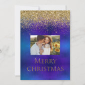 メリークリスマスフォトタイポグラフィグリッター エレガント シーズンカード (正面)