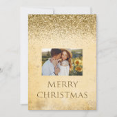 メリークリスマスフォトタイポグラフィグリッター エレガント シーズンカード (正面)