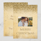 メリークリスマスフォトタイポグラフィグリッター エレガント シーズンカード (正面/裏面)