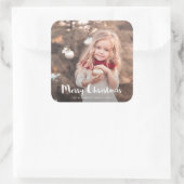 メリークリスマスフォトタイポグラフィシール スクエアシール (バッグ)