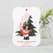 メリークリスマスフォトツリーフラットホリデーカード シーズンカード (スタンド正面)