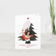 メリークリスマスフォトツリーフラットホリデーカード
