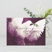 メリークリスマスフォトドーブマゼンタグリーン シーズンカード (スタンド正面)