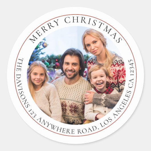 メリークリスマスフォトネーム差出人住所 ラウンドシール (正面)