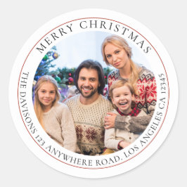 メリークリスマスフォトネーム差出人住所 ラウンドシール