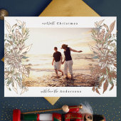 メリークリスマスフォトバラ金ゴールド植物学フローラ 箔シーズンカード