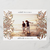 メリークリスマスフォトバラ金ゴールド植物学フローラ 箔シーズンカード (正面)