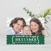 メリークリスマスフォトパーソナライズされたカードグリーン シーズンカード (スタンド正面)