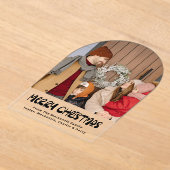 メリークリスマスフォトパーソナライズされたカード アクリル招待状 (レイダウン)