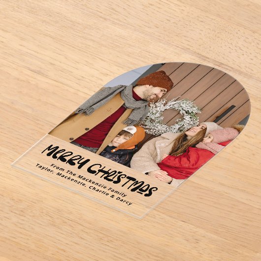 メリークリスマスフォトパーソナライズされたカード アクリル招待状 (レイダウン)