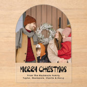 メリークリスマスフォトパーソナライズされたカード アクリル招待状 (正面)