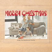メリークリスマスフォトパーソナライズされたカード アクリル招待状 (正面)
