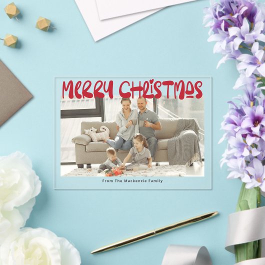 メリークリスマスフォトパーソナライズされたカード アクリル招待状 (インサイチュ (ウェディング))