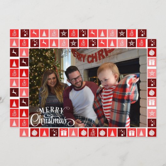 メリークリスマスフォトパーソナライズされたシグネチャー シーズンカード (正面/裏面)