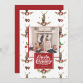 メリークリスマスフォトパーソナライズされたディアディイル シーズンカード (正面/裏面)