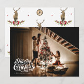 メリークリスマスフォトパーソナライズされたディアディイル シーズンカード (正面/裏面)