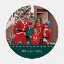 メリークリスマスフォトパーソナライズされたラウンドグリーン