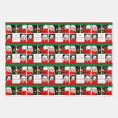 メリークリスマスフォトパーソナライズされたレッドグリーン ラッピングペーパーシート (正面)