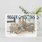 メリークリスマスフォトパーソナライズされた シーズンカード (スタンド正面)