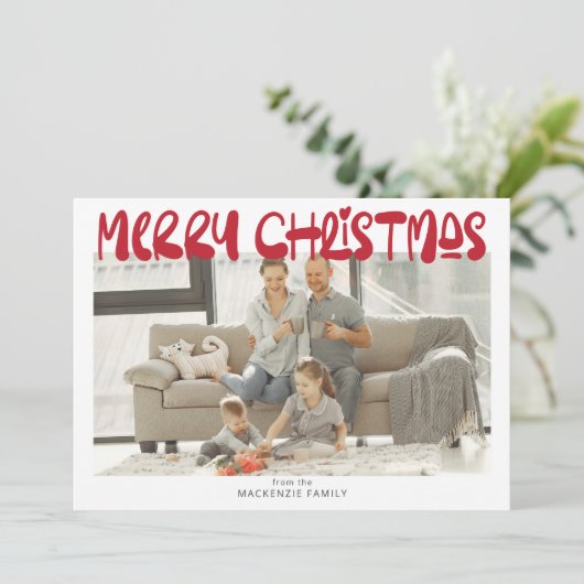 メリークリスマスフォトパーソナライズされた シーズンカード (スタンド正面)