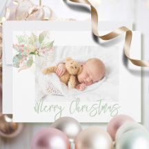 メリークリスマスフォトピンク金ゴールドパステルポインセチア