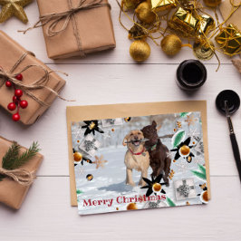 メリークリスマスフォトファミリーペットカーよくはしゃぐド シーズンカード