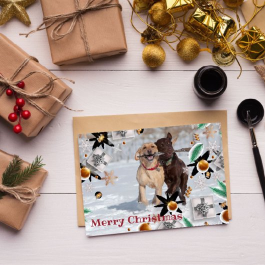 メリークリスマスフォトファミリーペットカーよくはしゃぐド シーズンカード