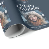 メリークリスマスフォトファミリーモダンホリデー ラッピングペーパー (ロールコーナー)