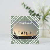 メリークリスマスフォトファミリー名Sage Green シーズンカード (スタンド正面)