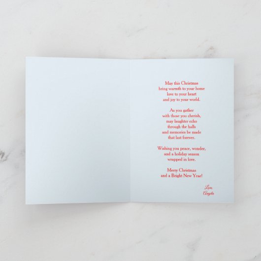 メリークリスマスフォトファミリー雪だるまホリデー カード (内部)