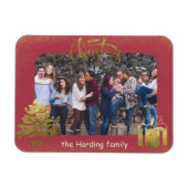 メリークリスマスフォトフレーム金ゴールドアクセント マグネット (横)