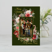 メリークリスマスフォトフローラフォイルホリデーカード 箔シーズンカード (立ち正面)