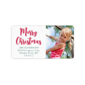 メリークリスマスフォトブライトモダン差出人住所 ラベル (正面)
