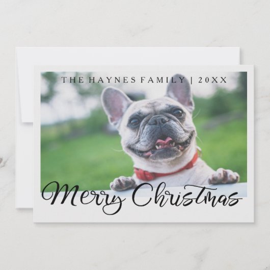 メリークリスマスフォトブラックと金ゴールドルックドットの追加 シーズンカード (正面)