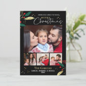 メリークリスマスフォトブラックレッド金ゴールドグリーンリー シーズンカード (スタンド正面)