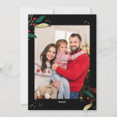 メリークリスマスフォトブラックレッド金ゴールドグリーンリー シーズンカード (裏面)