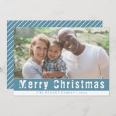 メリークリスマスフォトブルーファミリー シーズンカード (正面/裏面)