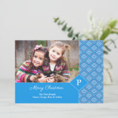 メリークリスマスフォトブルーフラットカード シーズンカード (スタンド正面)