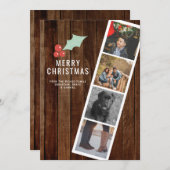 メリークリスマスフォトブースホリーとウッド シーズンカード (正面/裏面)