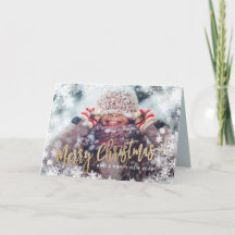 メリークリスマスフォトホリデーカードスノー