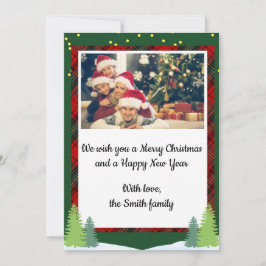 メリークリスマスフォトホリデーカードプレイド縁ど シーズンカード