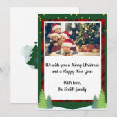 メリークリスマスフォトホリデーカードプレイド縁ど シーズンカード (正面/裏面)