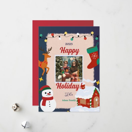 メリークリスマスフォトホリデーカード シーズンカード (正面/裏面インサイチュ)