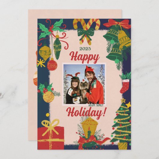 メリークリスマスフォトホリデーカード シーズンカード (正面/裏面)