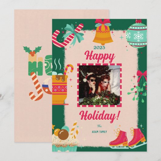 メリークリスマスフォトホリデーカード シーズンカード (正面/裏面)