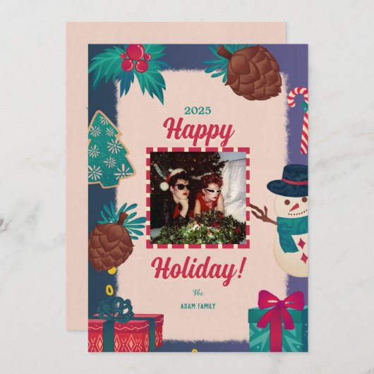 メリークリスマスフォトホリデーカード シーズンカード (正面/裏面)