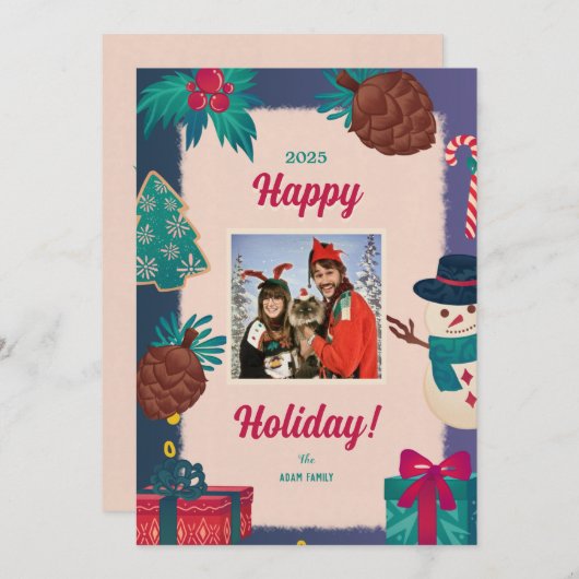 メリークリスマスフォトホリデーカード シーズンカード (正面/裏面)