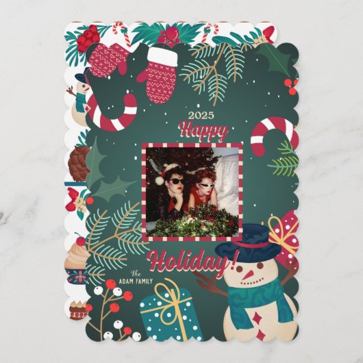 メリークリスマスフォトホリデーカード シーズンカード (正面/裏面)