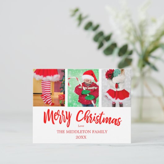 メリークリスマスフォトホリデーグリーティングポストカード シーズンポストカード (スタンド正面)